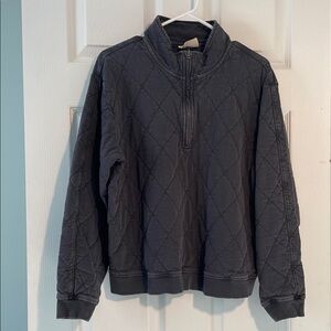 Universal Thread Quilted Half-Zip Pullover in Dark Gray.